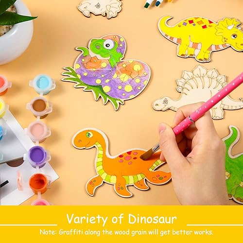 Miniatura 5 de Recortes de madera de dinosaurio sin acabar, pintura de madera de dinosaurio, manualidades para decoración del hogar, adorno de Navidad, proyectos