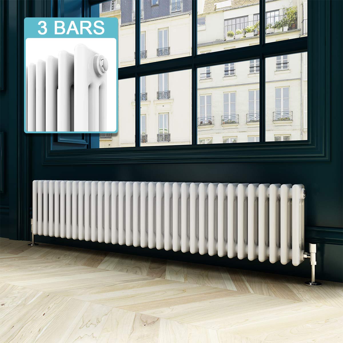 ELEGANT Radiators 300 x1505 mm Traditional Column Radiators Horizontal Triple Panel Cast Iron Central Heating Rads