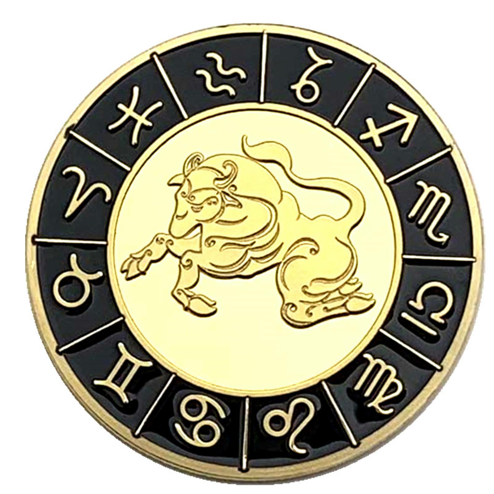 Signos del Zodíaco Color Diamante Chapado en Oro Moneda Conmemorativa Colección de Artesanías de Monedas - 12 Piezas combinación