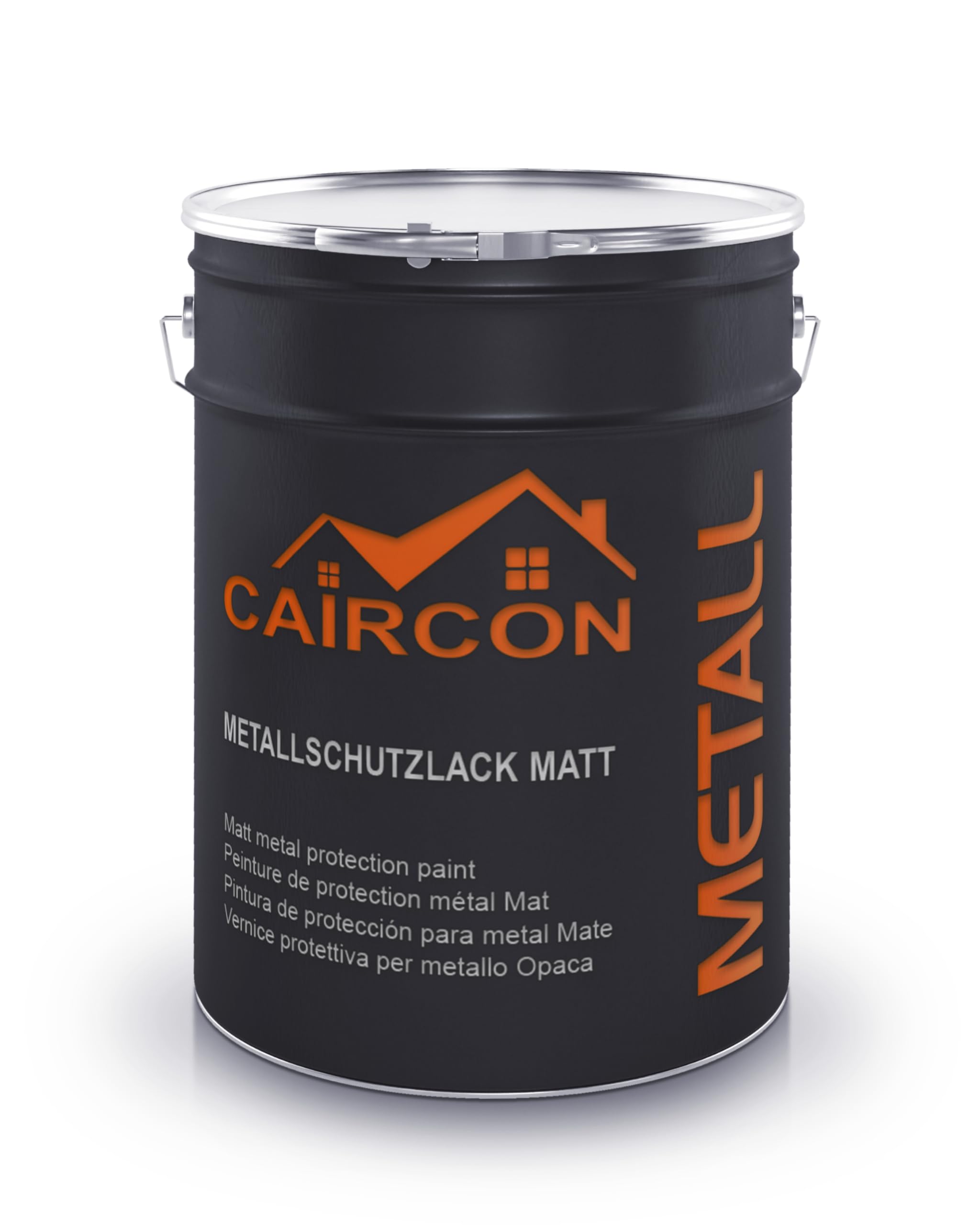 CAIRCON Metallschutzlack MATT 3in1 Metallfarbe Metalllack Rostschutzfarbe Schwarz - 2,5L