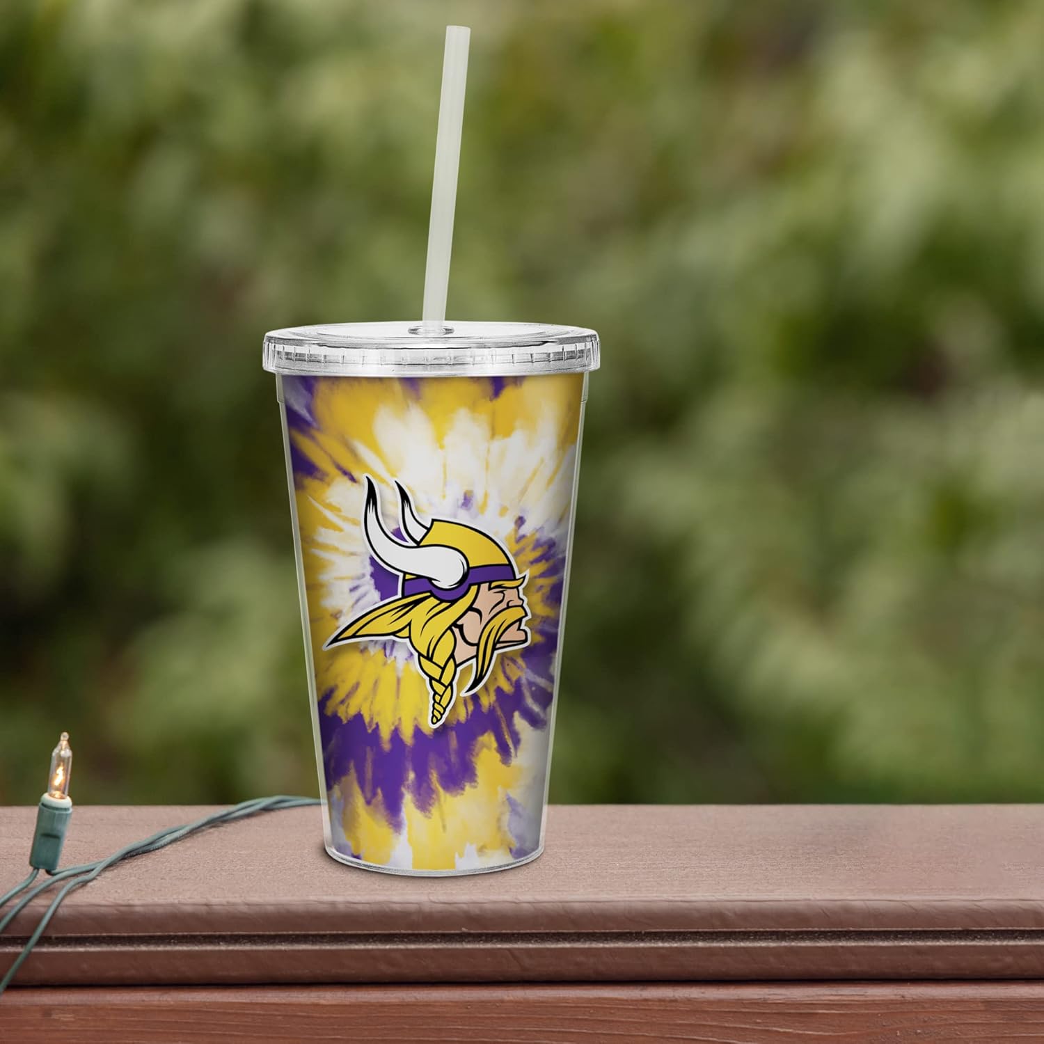 Rico Industries NFL Football Metallic Tie Dye NFL Football Team 16oz Metallic Clear Tumbler W/Straw - Image 3