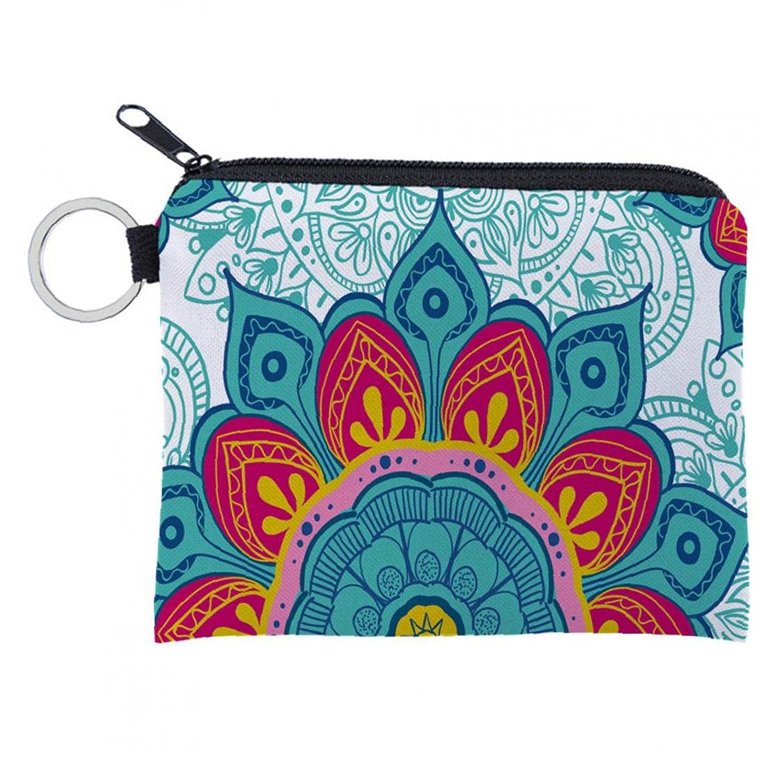 FroinyFroiny 1 Pc Women Wallet Mandala Pattern Coin Money Purse Card Key Holder Zipper Bag Card Holder Purse Organizer Pocket
