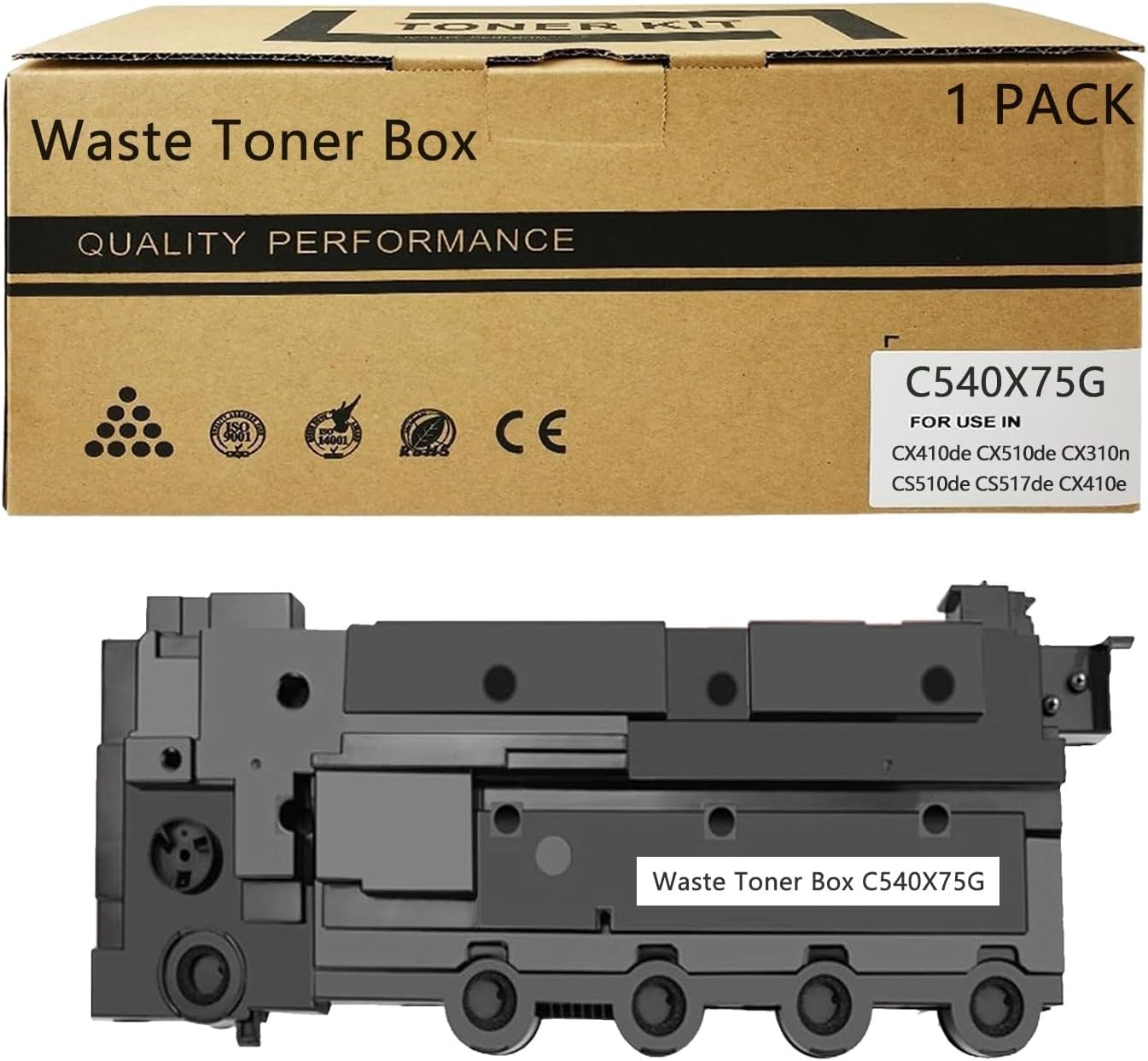 C540X75G Waste Toner Bottle Compatible for Lexmark CS510de CS510dte CS517de CX310dn CX310n CX317dn CX410de CX410dte CX410e CX417de CX510de CX510dhe Printer High Yield 36,000 Pages(1 Pack)