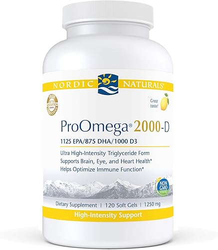 Nordic Naturals ProOmega 2000-D sabor a limón - 120 geles suaves - 2150 mg de Omega-3 1000 IU D3 - Aceite de pescado de ultra alta potencia - EPA y