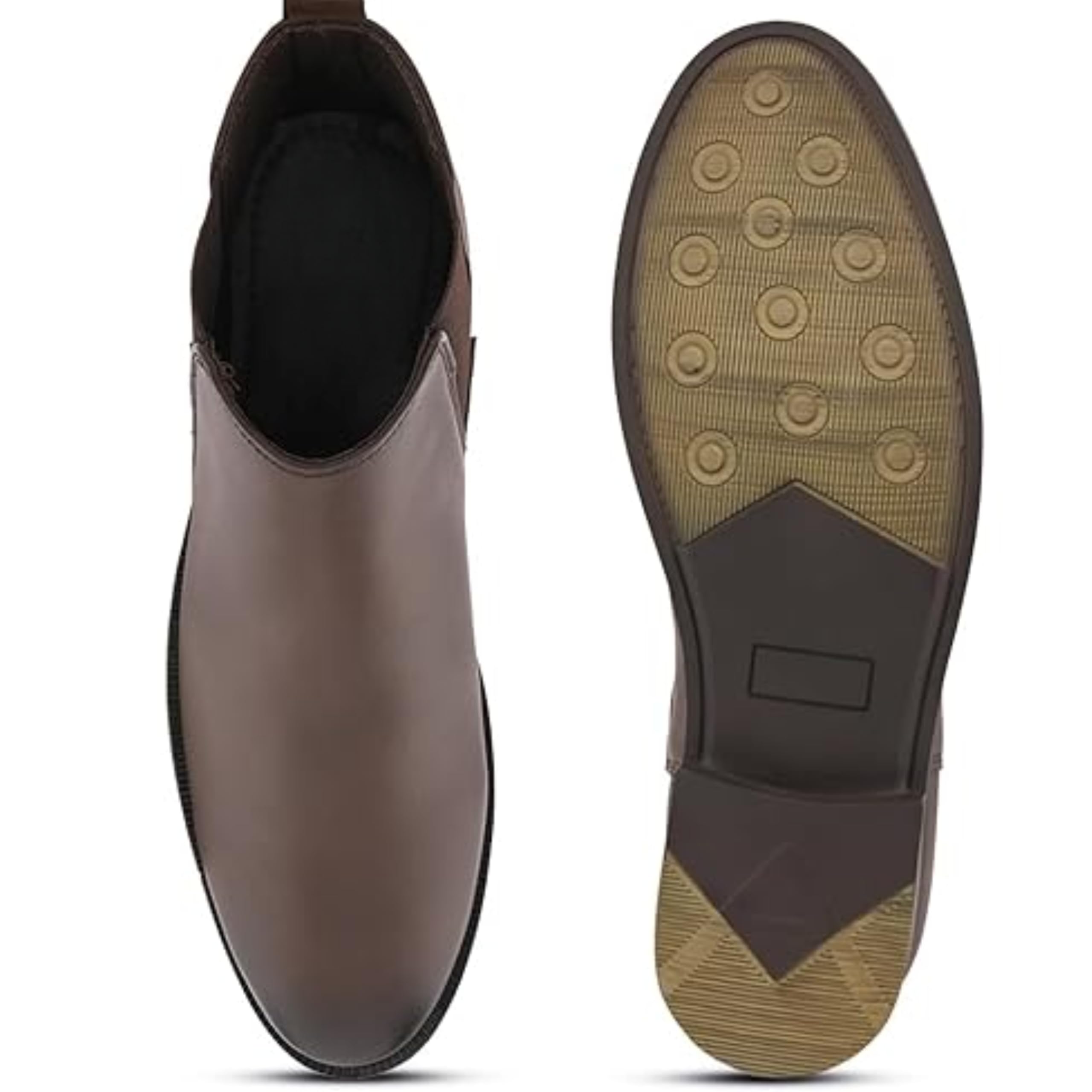FENTACIA Mens Brown Leather Chelsea Boots for Man - 8 UK 4