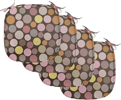 Miniatura 59 de Lunarable Swirly - Cojín de asiento para silla, diseño de líneas retro rizadas, funky en espiral, vida marina náutica, antideslizante, para cocina y