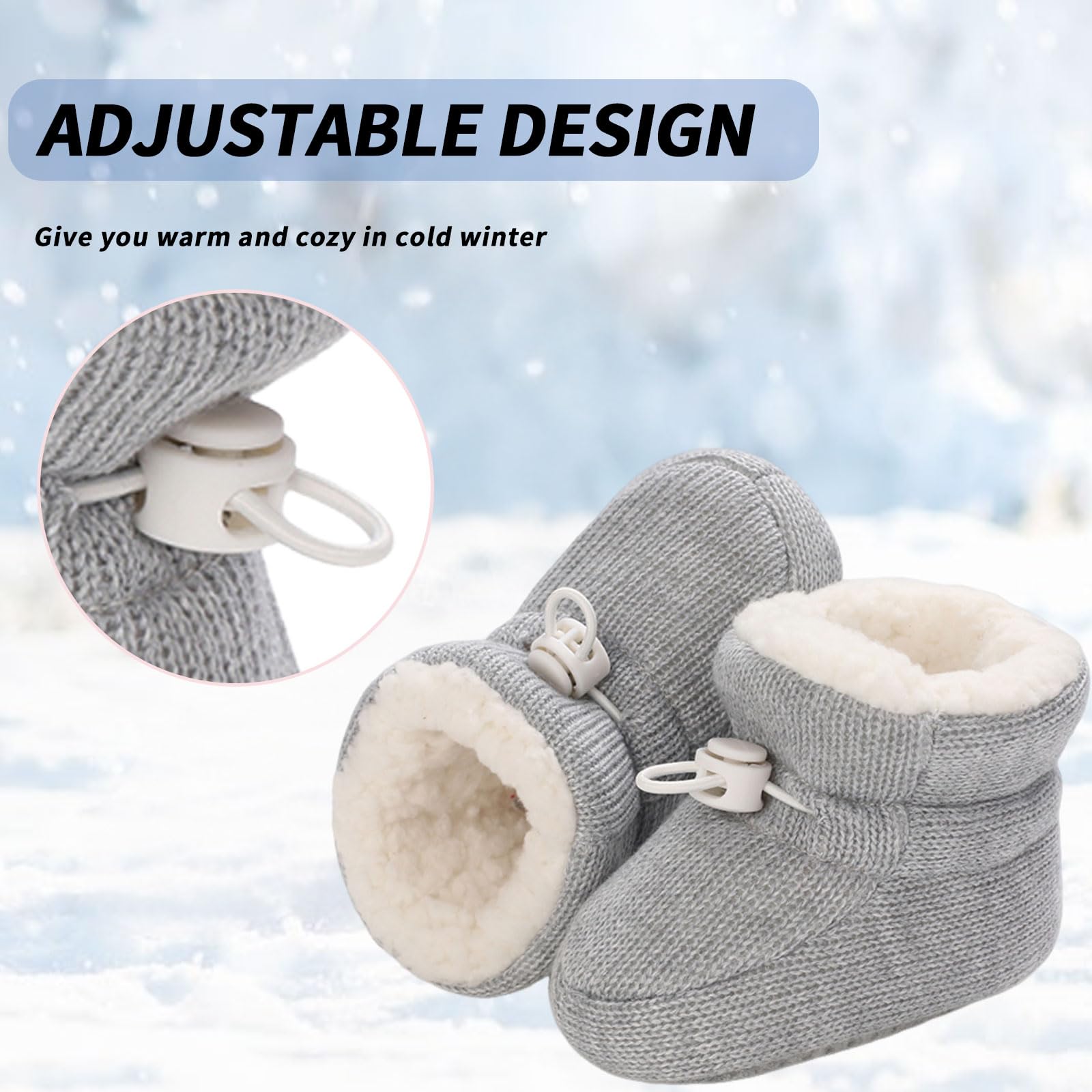 Stivaletti Neonata Neonato Pantofole Antiscivolo Termiche Fodera in Pile Babbucce Scarpe Invernali Morbido Cotone Scarpine Primi Passi Stivali da Neve Calzini Caldi 0-18 Mesi