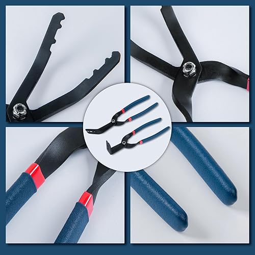 Miniatura 5 de Juego de 2 alicates de herramientas de extracción de clips de 45 y 90 grados, alicates de clip para hebillas de plástico o metal para tapetes