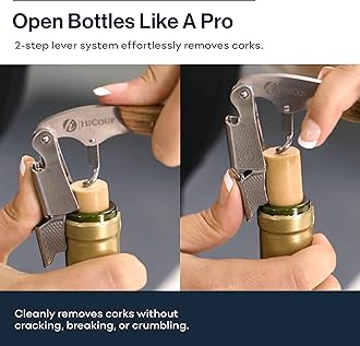 HiCoup Kitchenware Wine Opener - Professional Corkscrews for Wine Bottles w/Foil Cutter and Cap Remover - Manual Wine Key for Servers, Waiters, Bartenders and Home Use - Classic Rosewood