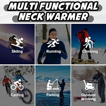 Winter Neck Gaiter- Face Cover Scarf for men Breathable Fleece Mask Scarf Windproof for Skiing Hiking Cycling