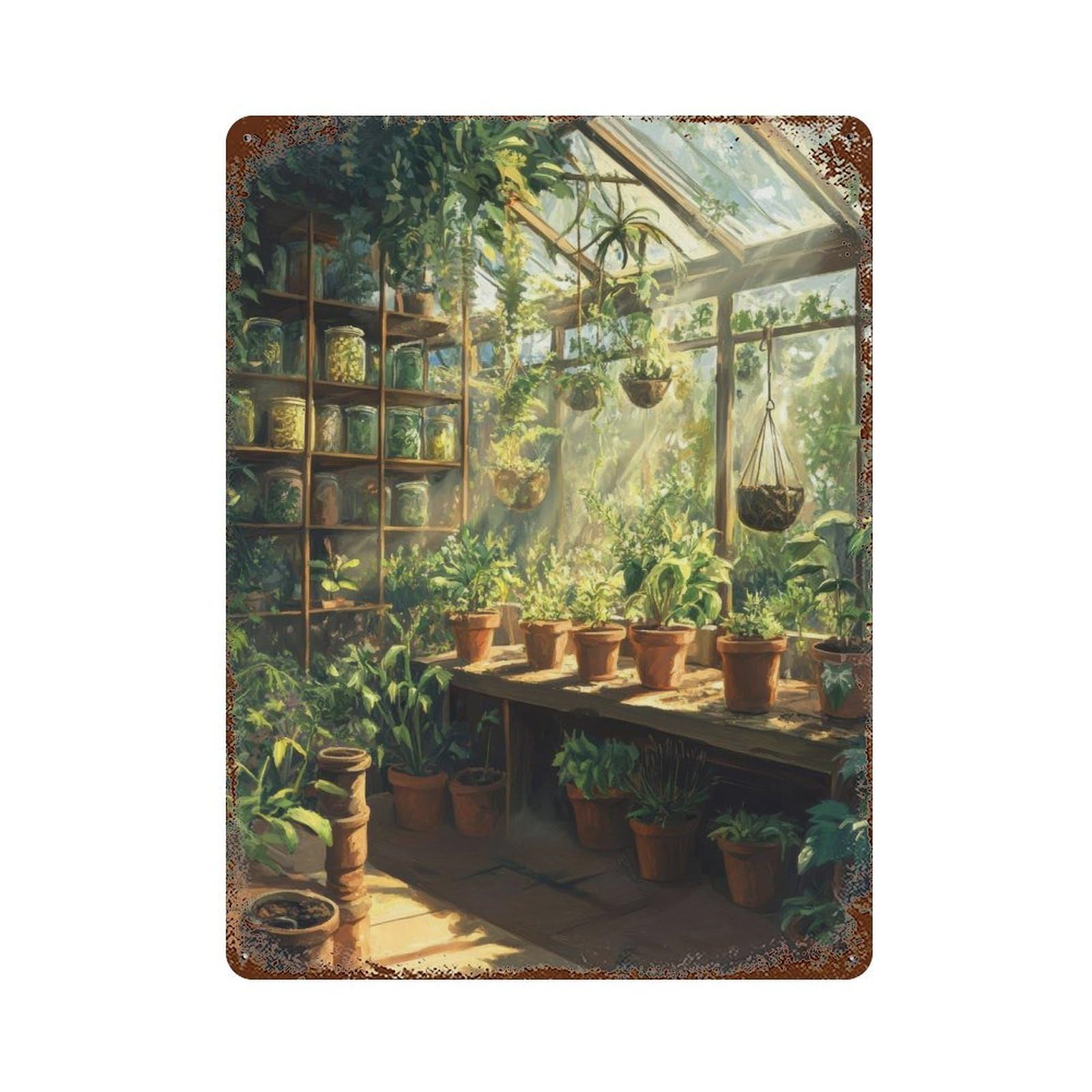 xiaoxiaoshen Wizards Greenhouse Cottagecore Dark Academia Enchanted Vintage Mystical Witchy Wall Decor Art Metal Tin Poster Modern Home Decor Art Home Bar Shop Decorations Vintage Sign 40x30cm