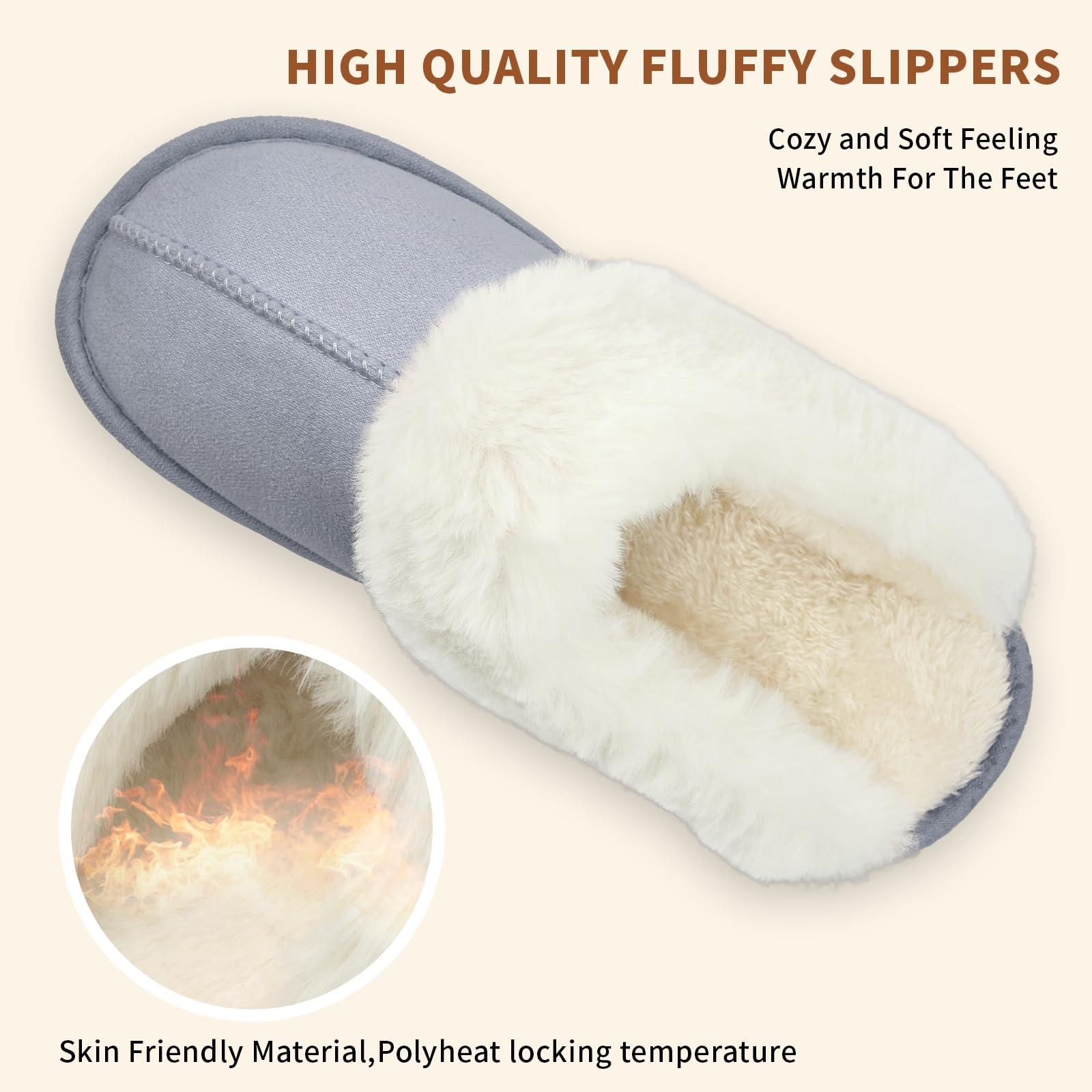 HILAX Pantofole Donna Uomo Invernali Peluche Ciabatte Casa Comode Pelose Inverno Scarpe di Cotone Morbida Slippers Winter Interne