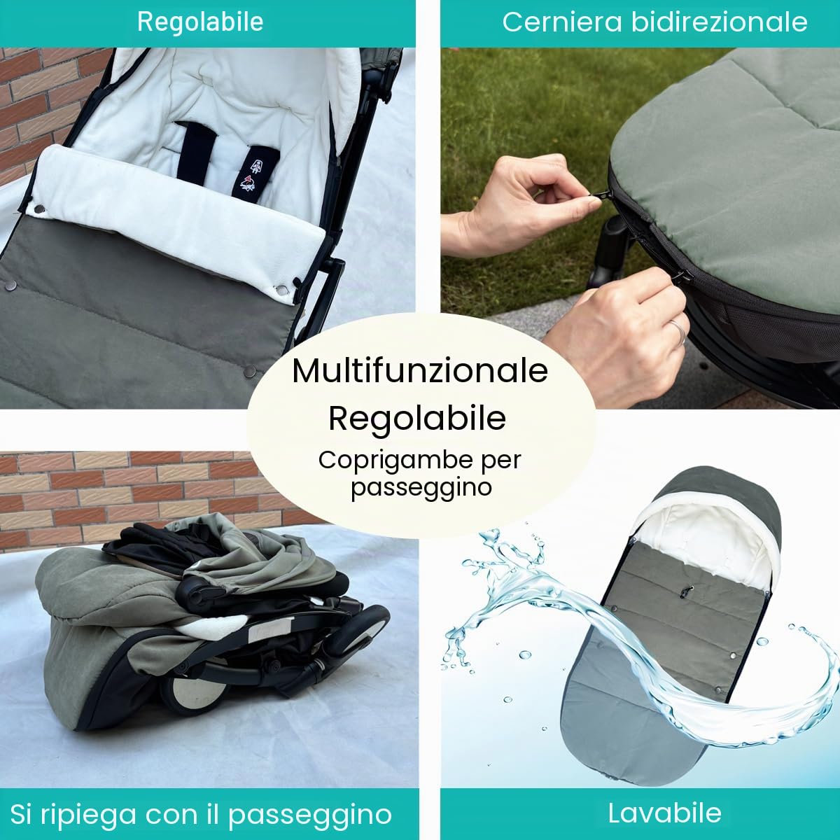 Coprigambe universale per passeggino Babyzen YOYO/YOYO2 & Bugaboo, base in tessuto impermeabile, facile da pulire, caldo coprigambe per passeggini