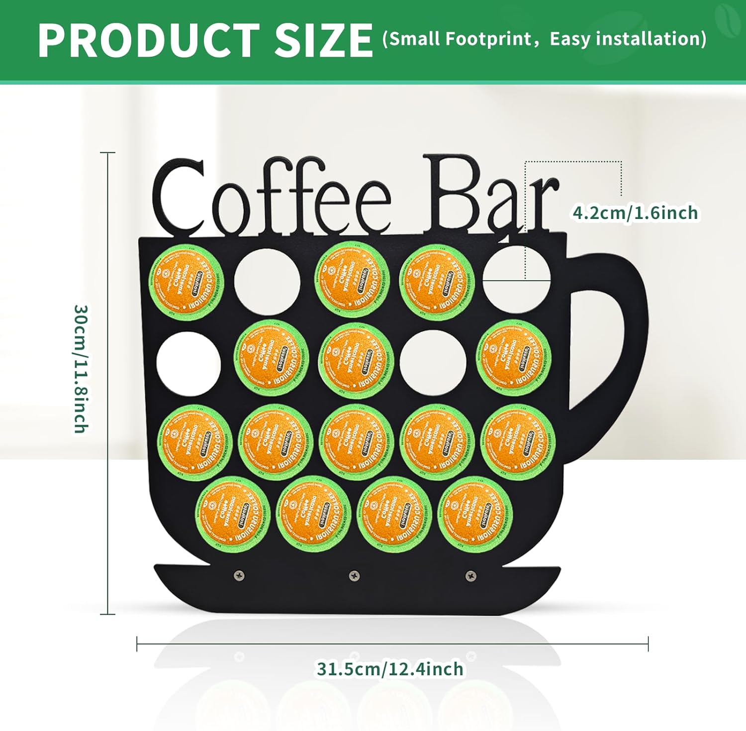 KingLive K Cups Holder Coffee Pod Holder Display, Coffee Bar Design Metal Stand, 19 Pods, Kitchen or Office Home Counter Organizer (Black)