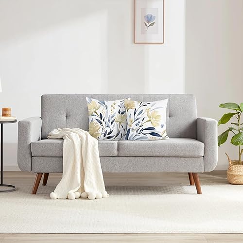 Miniatura 3 de Bonhause Juego de 2 fundas de almohada decorativas con diseño floral de acuarela de 18 x 18 pulgadas, fundas de almohada decorativas de terciopelo