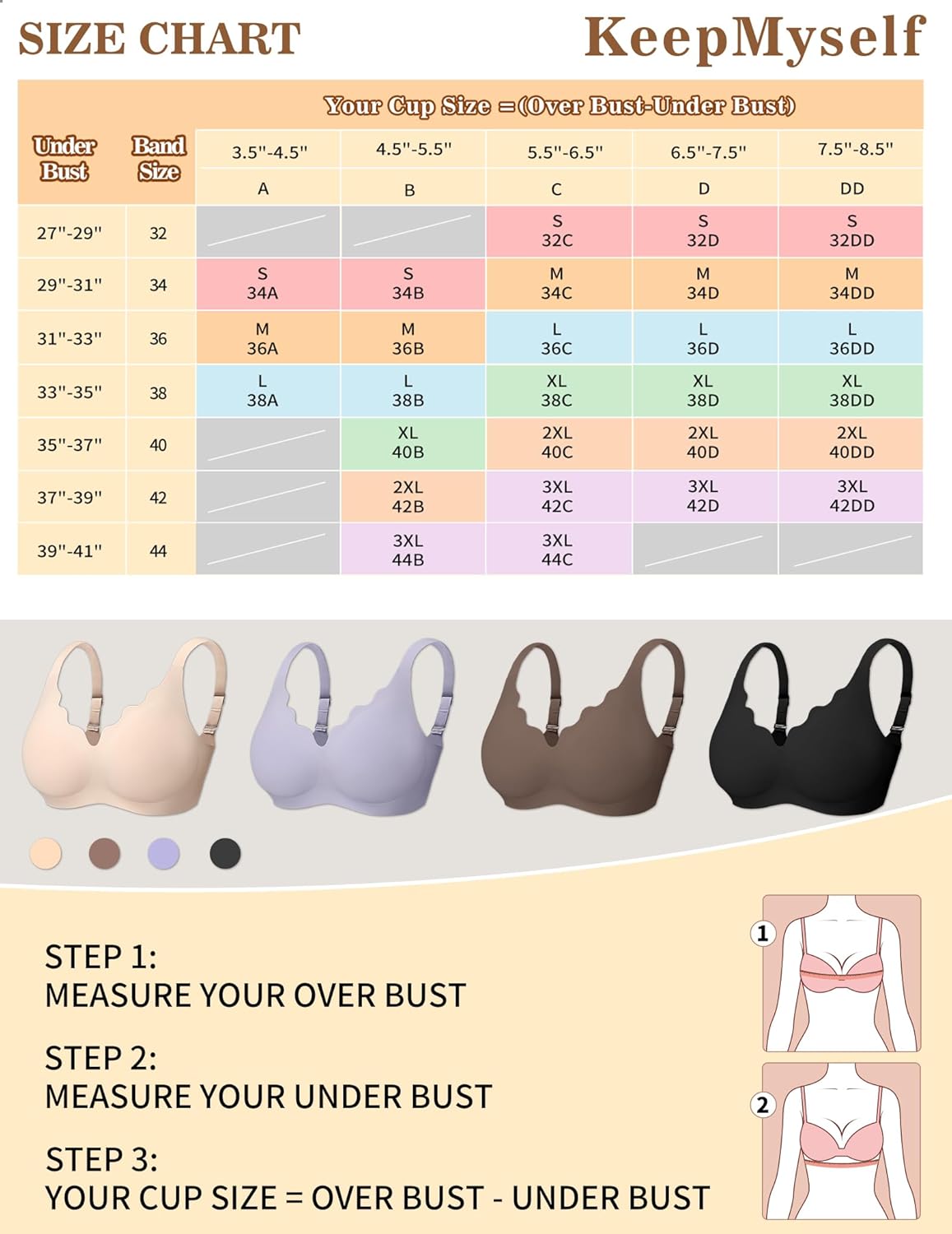 Plus Size Wireless Bra Seamless Comfortable No Underwire - Natural Supportive Lift Everyday Bra for Older Women with Sagging Breasts,Side Back Smoothing - Nude 2XL - Image 7