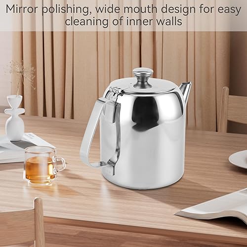 Miniatura 7 de Agatige Hervidor de té, tetera de acero inoxidable de 20 onzas con boquilla corta, jarra de agua fría para café, té, bebidas, infusión para café,