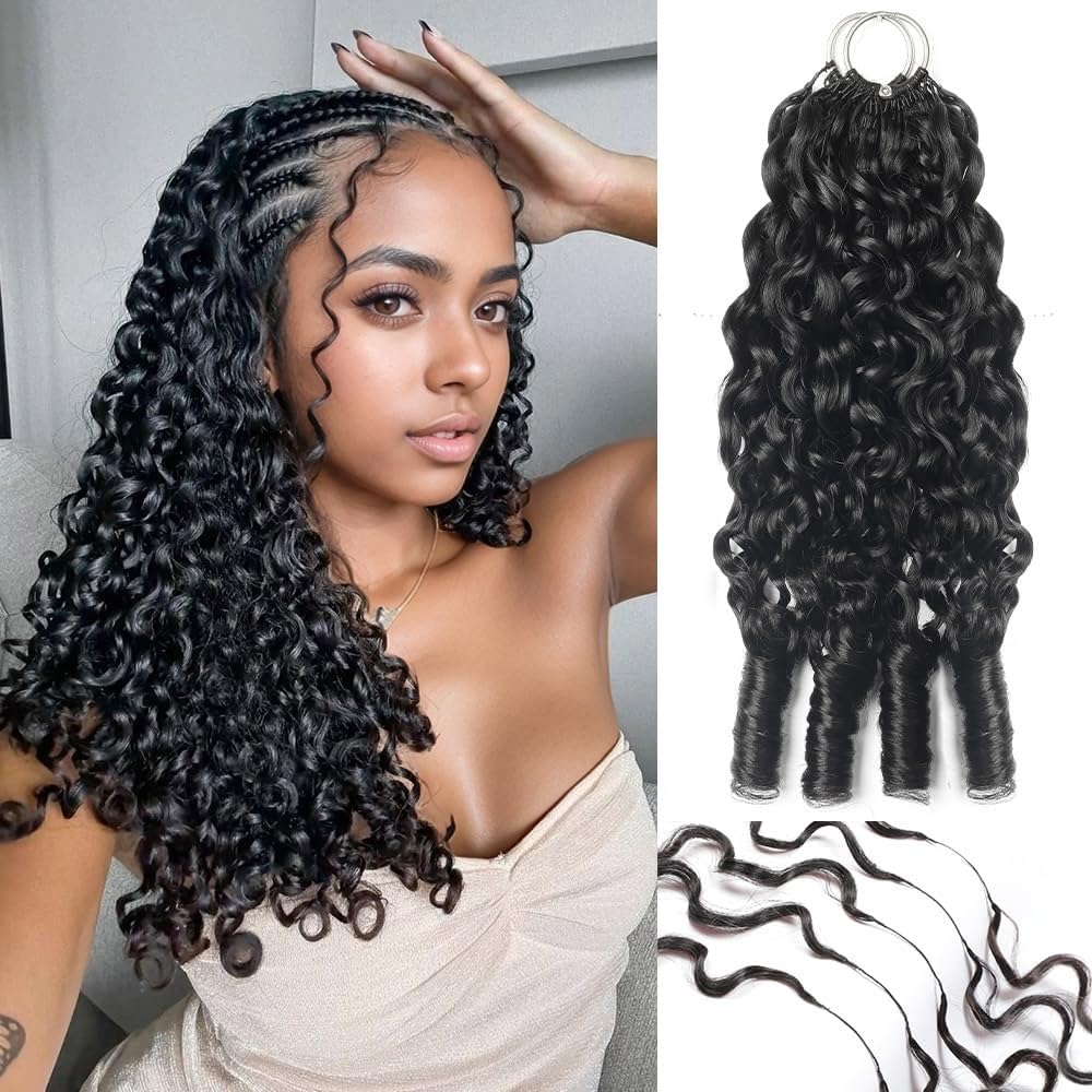 Crochet Human Hair for Black Women, Deep Wave Pre-Separated Knotless Crochet Hair Extensions, Invisible Feather 100% Human Hair, Triple Lifespan, 16 Inch 45g Natural Black