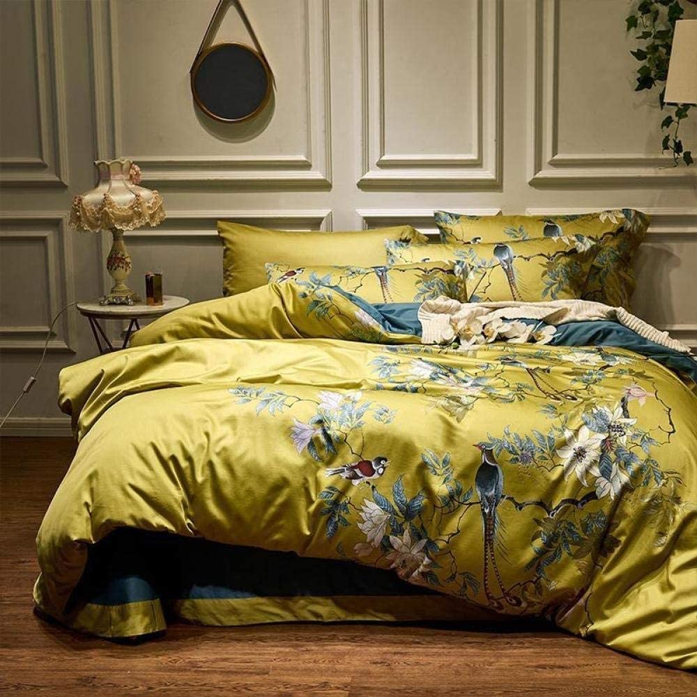 Ensemble de literie 4 pièces Queen Size en coton égyptien soyeux