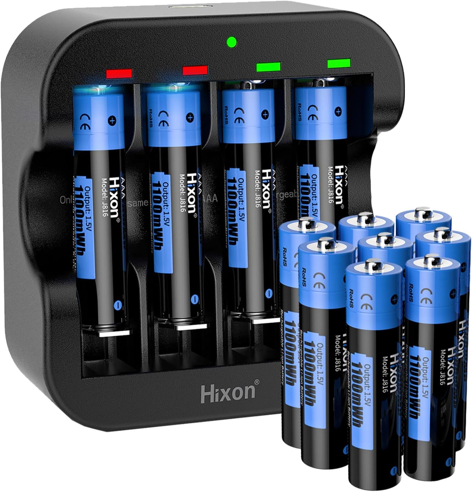 12 Pack AAA Lithium Batteries with Black USB Charger