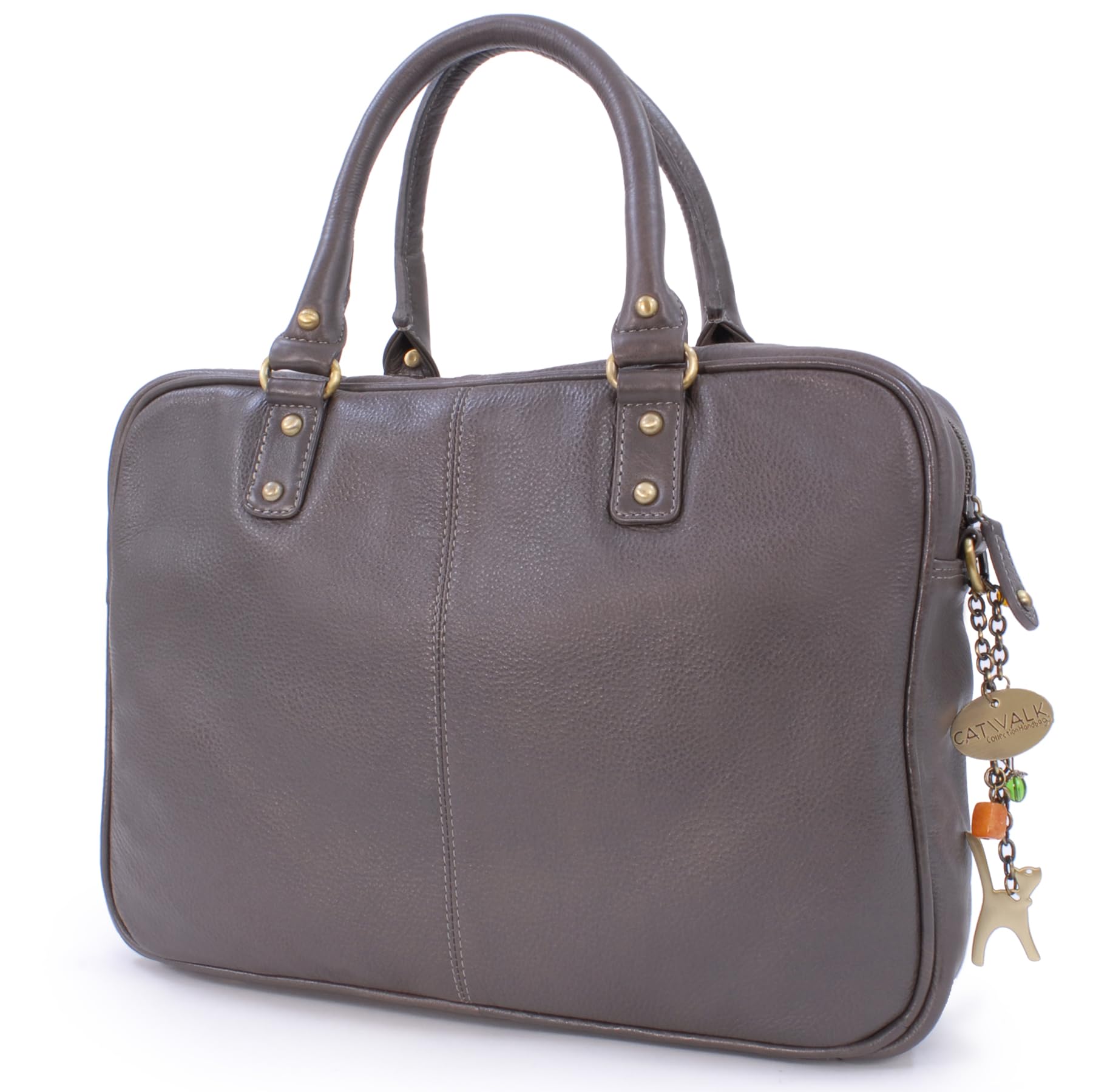 Catwalk Collection Handbags - Bolso de Hombro de Piel con Correa Bandolera - Bolso Tote Grande para Trabajo - Maletín A4 - Sienna