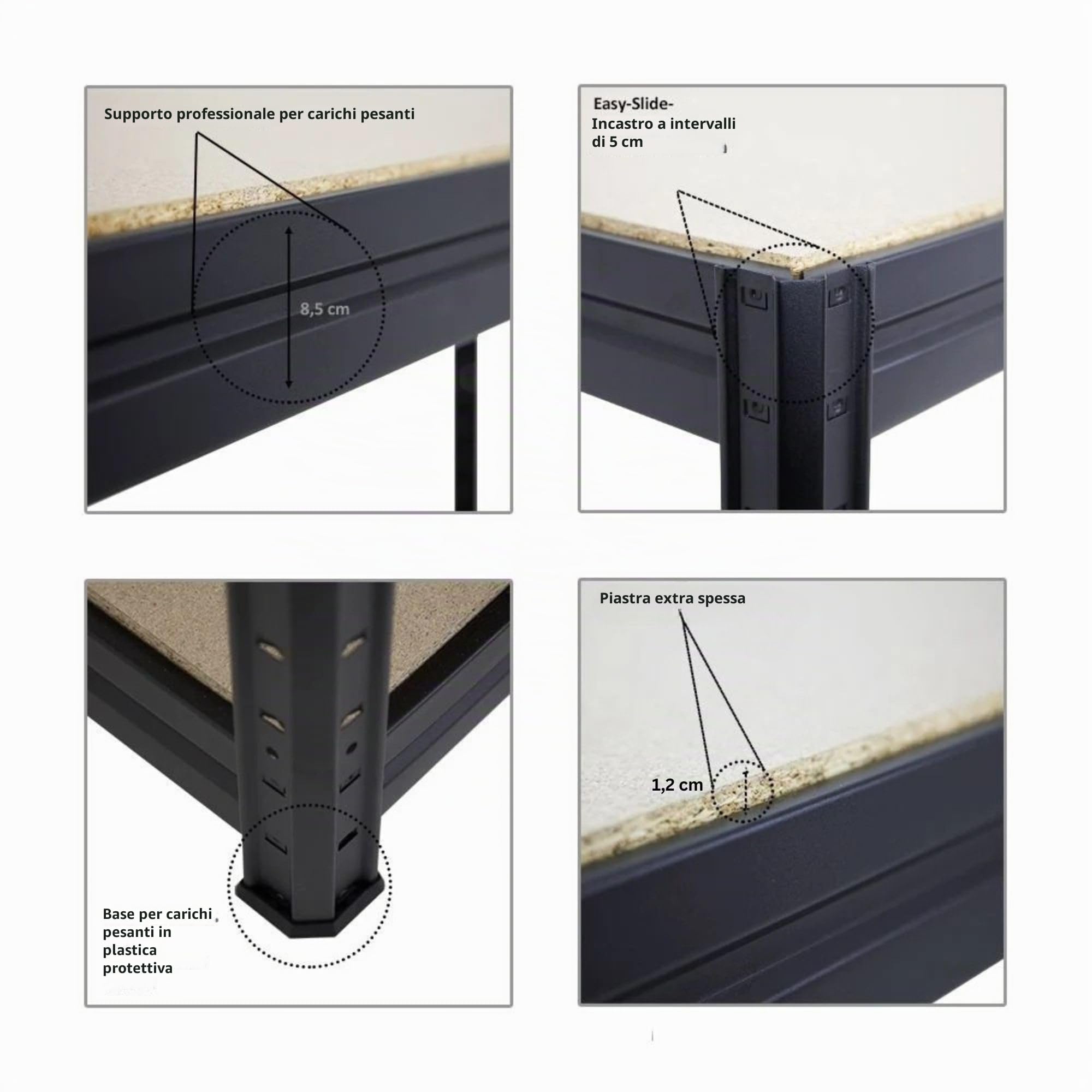 PROREGAL Banco da lavoro regolabile in altezza DINO | AxLxP 90x160x60cm | Portata 600 kg | Nero