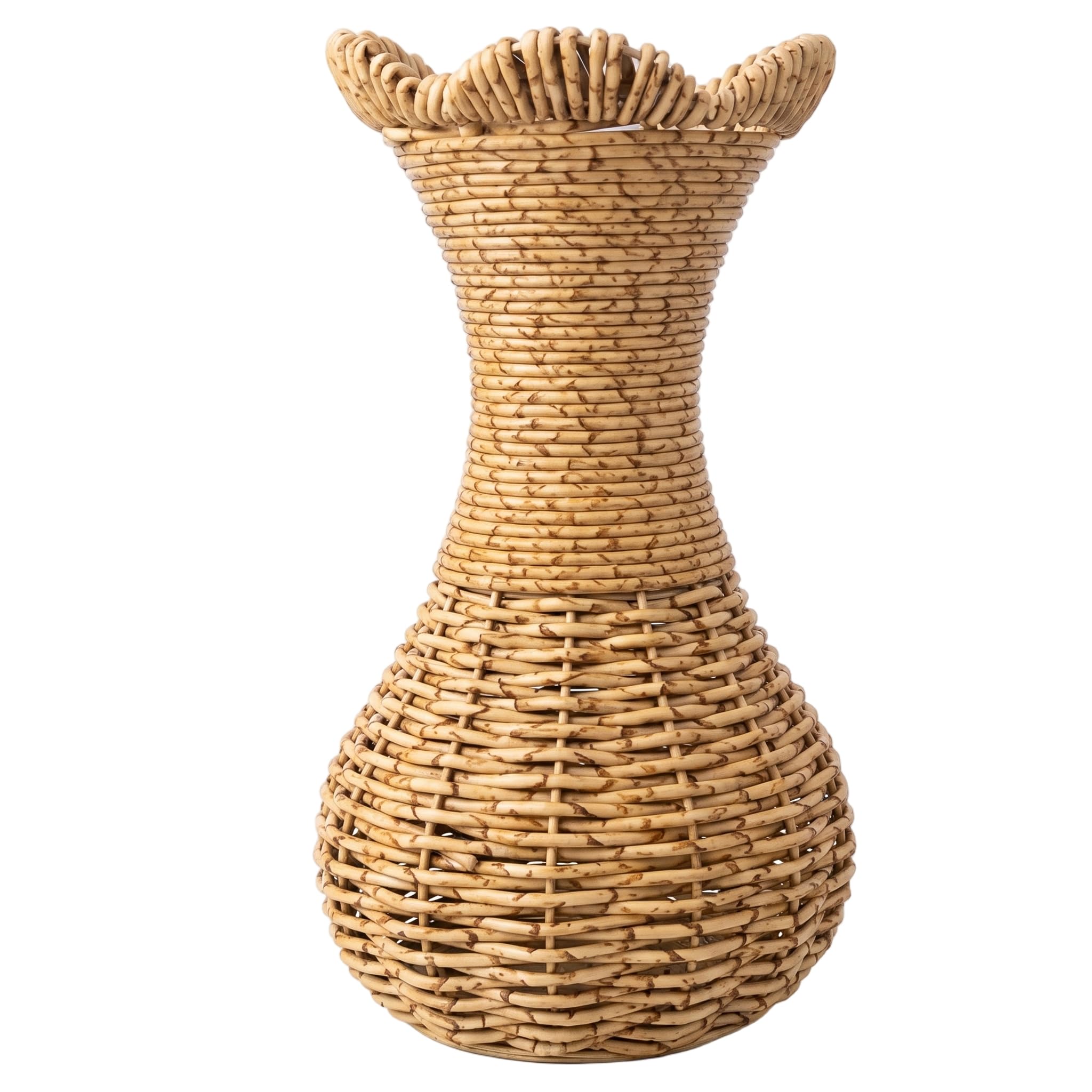 Bemonew Rattan Vase, Wicker Flower Vase, Hand-woven Rattan With Stable Base, Nordic Style Decorative Basket - Khaki, 3.54 Inch