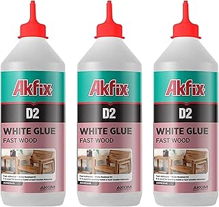 Akfix White PVA Glue Bottle, Water Resistant Strong Adhesive, Wood Glue for Woodworking, Furniture, Crafts, Hardwood Floor...
