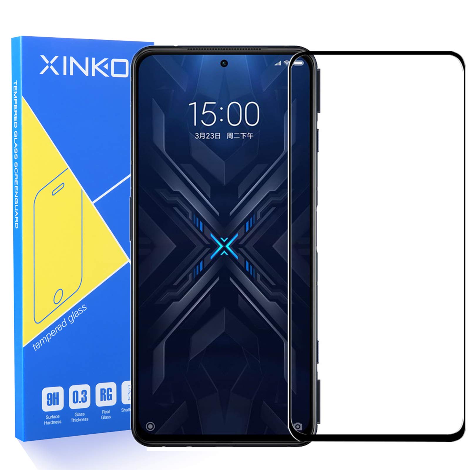 XINKOE[2-Pack] Screen Protector for Xiaomi Black Shark 4/4 Pro, Ultra slim HD 2.5D Pro-Fit Premium Tempered Glass Screen Protector -Black