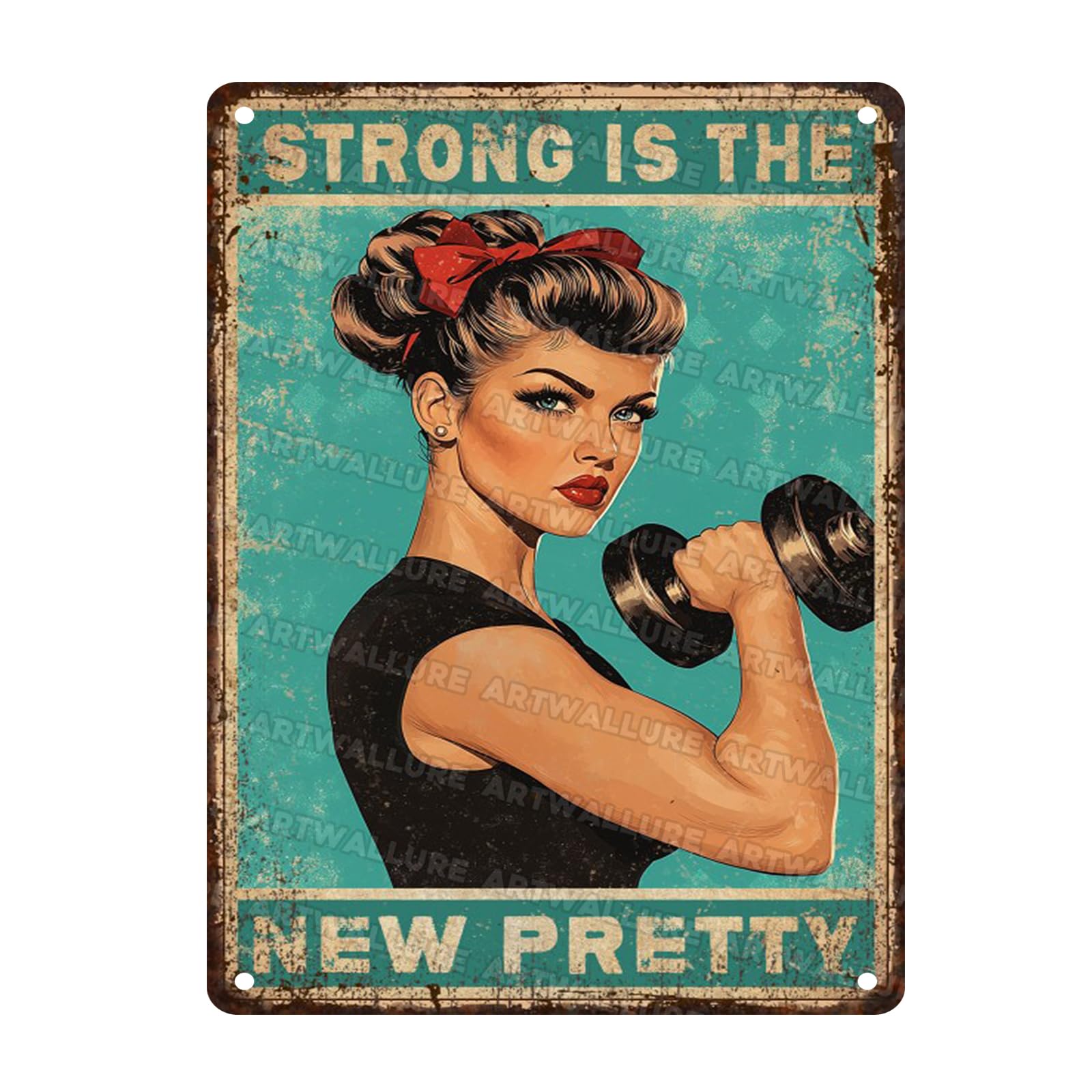 Girl Gym Sign for Home Gym Fitness Sign Workout Room Decor Weightlifting Poster Strong Is The New Pretty Motivational Wall Art Decor 12x16inch