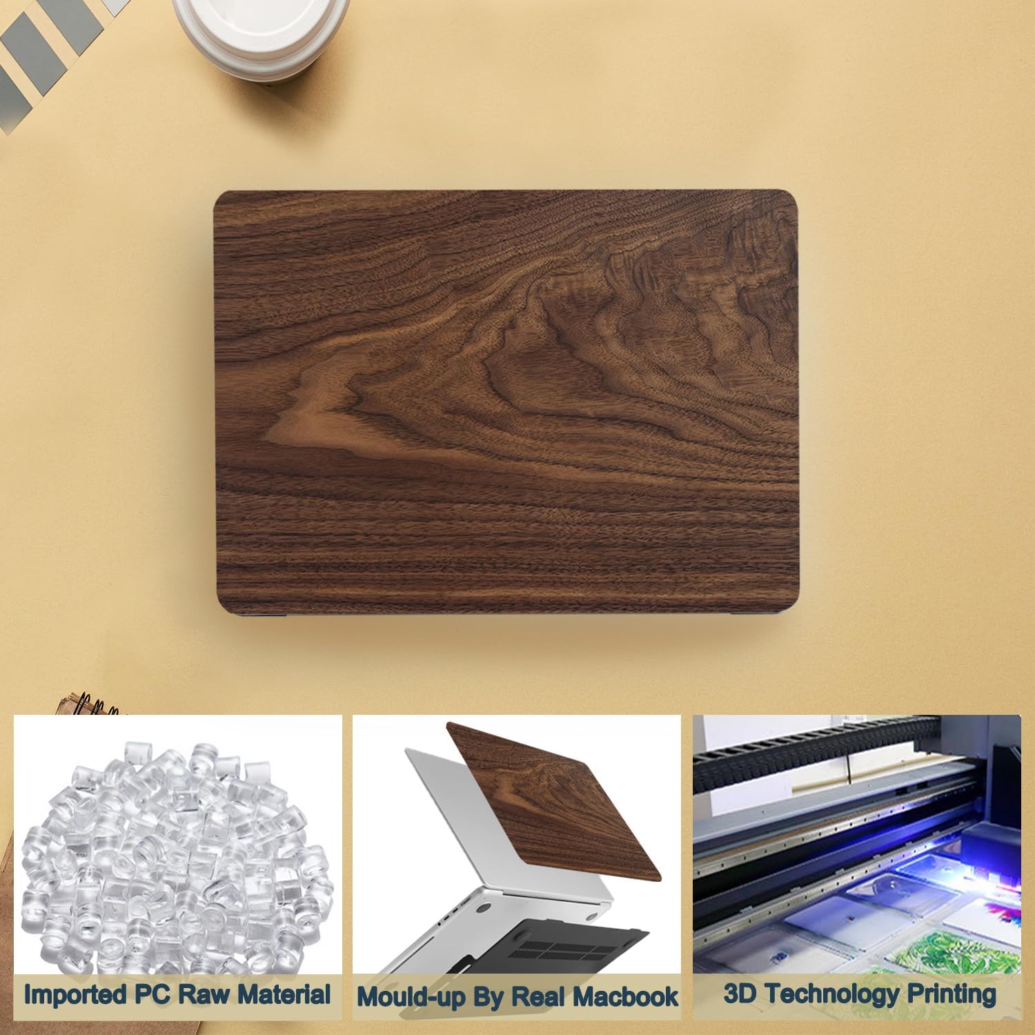 Hard Case Compatible with New MacBook Air 13 Inch Case 2020 2019 2018 Release Model A2337 M1 A2179 A1932 with Retina Display and Touch ID, Matt Plastic Hard Shell Case Cover - Wood Grain