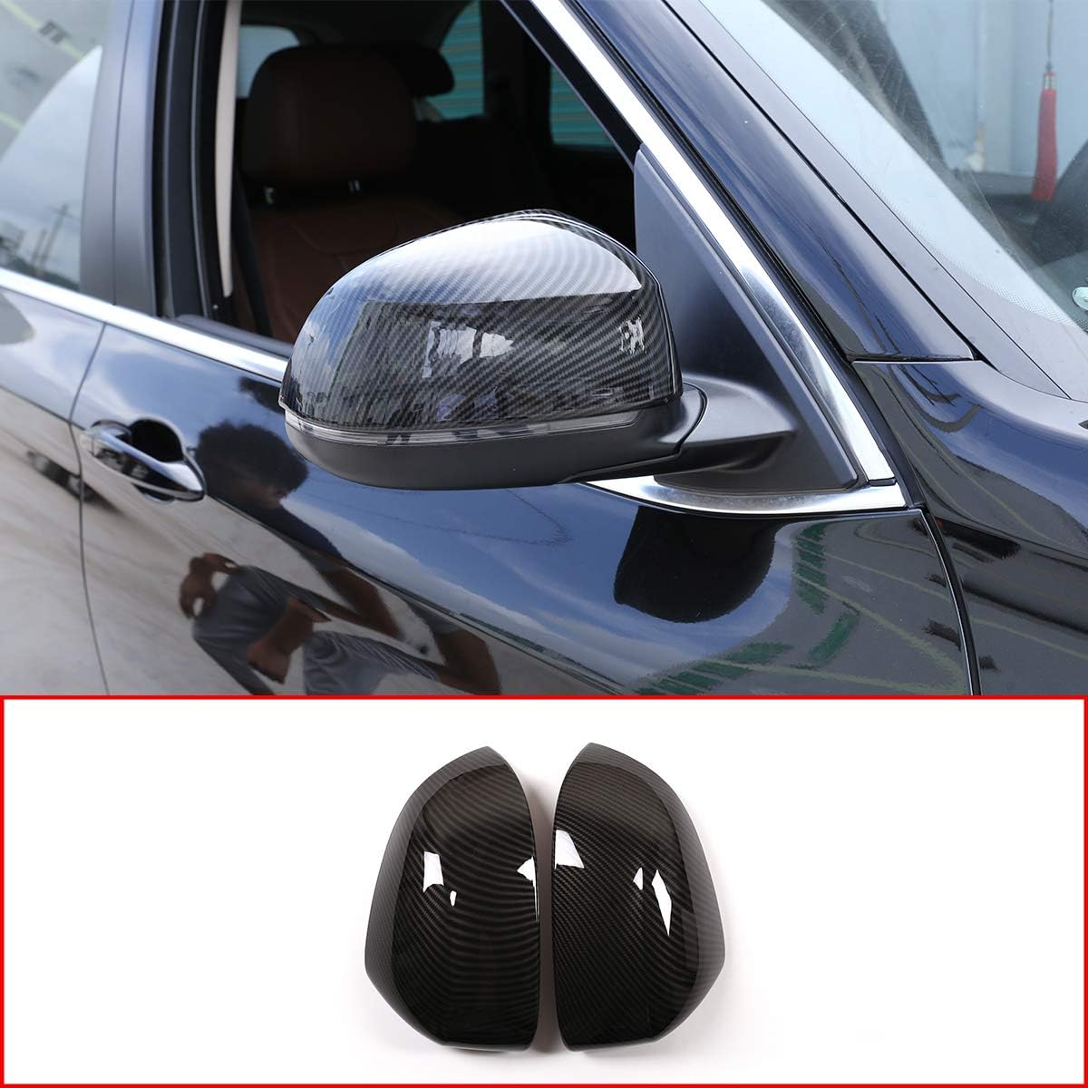 ABS Exterior Side Rearview Mirror Cap Cover Trim For BMW X5 X6 X7 F15 F16 G05 G06 G07 2014-2019 (Carbon Fiber)