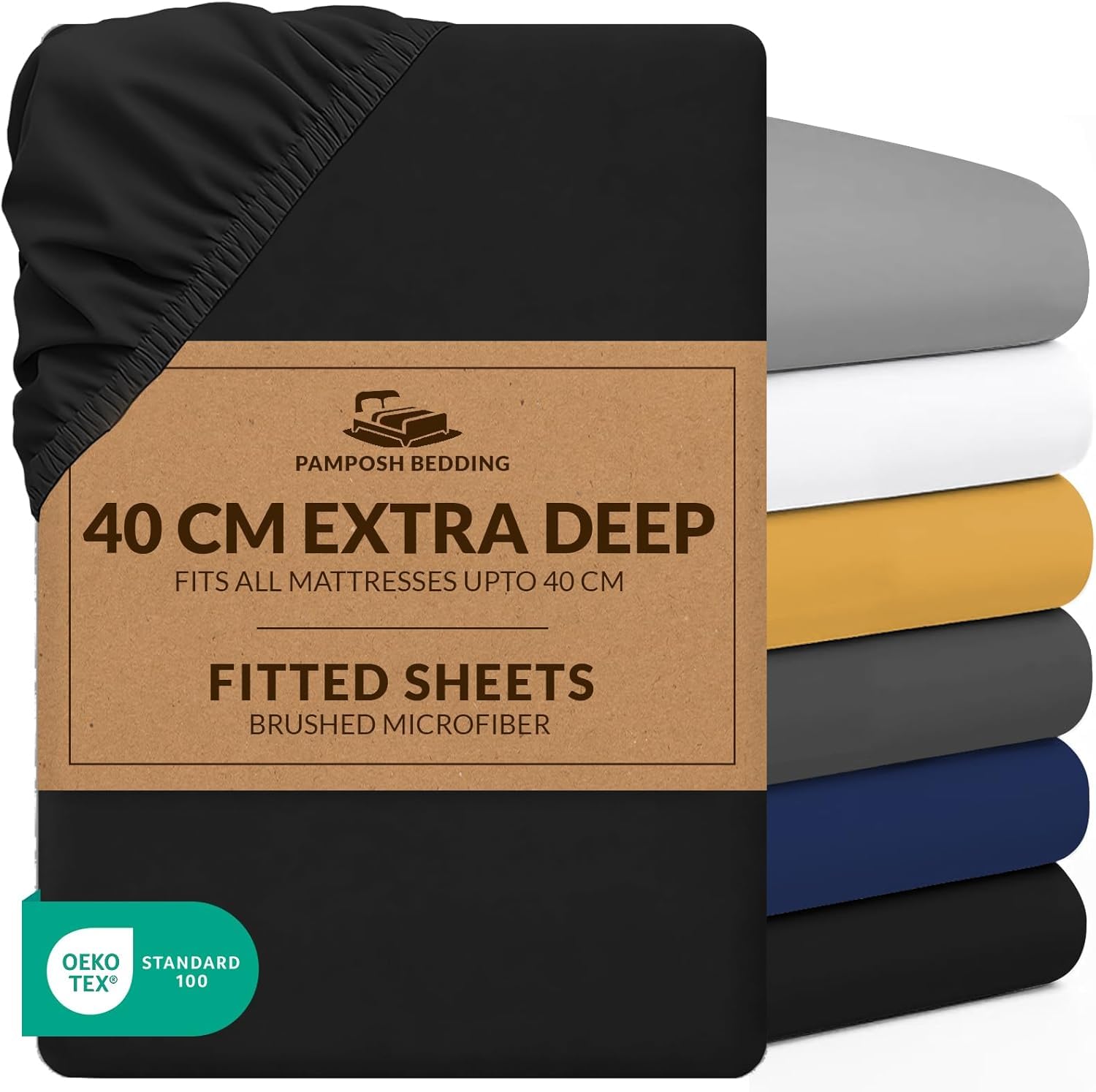 Pamposh Fitted Sheet 90 x 200 cm, Extra Deep Pocket 40 cm (16 Inches), Durable Elastic Bed Sheet - Premium Brushed Microfibre Fitted Sheet - Ultra Soft, Hypoallergenic, Colourfast