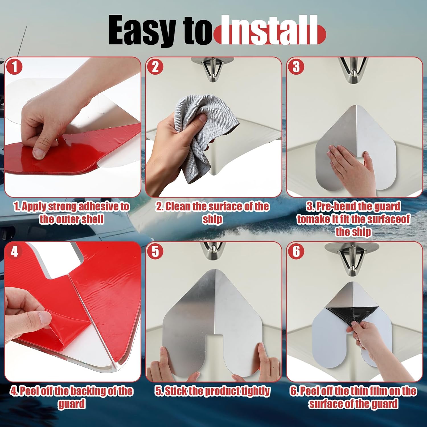 2 Pcs Bow& Keel Guard Kit for Fiberglass Boats Stainless Steel Boat Bow Protector Notched Self-Adhesive DIY Hull Keel Protector Guard Shield for Ships from Wear and Scratches