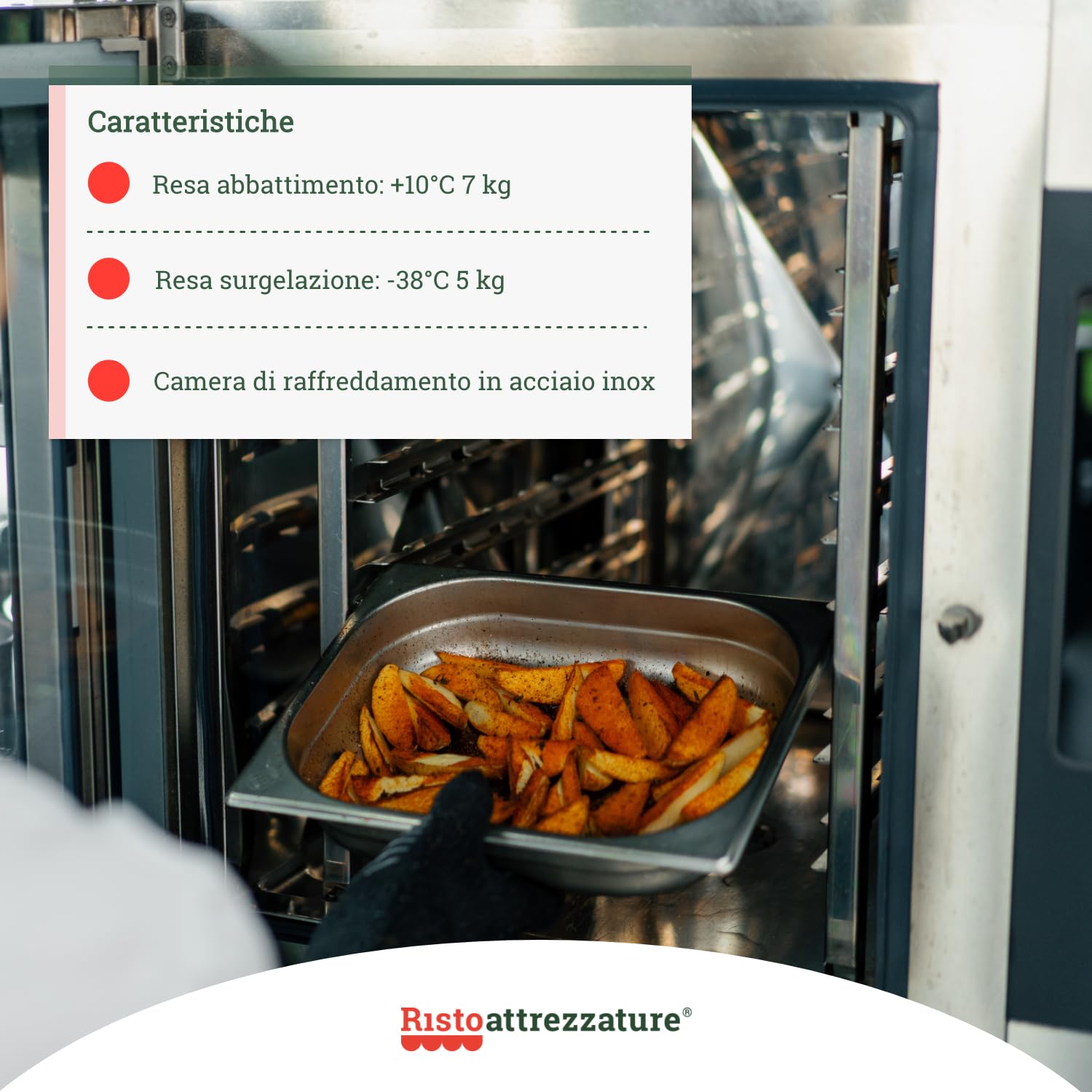 Ristoattrezzature Abbattitore surgelatore di temperatura professionale 3 teglie GN 2/3 fino a -38° C 0.42 kW - RA