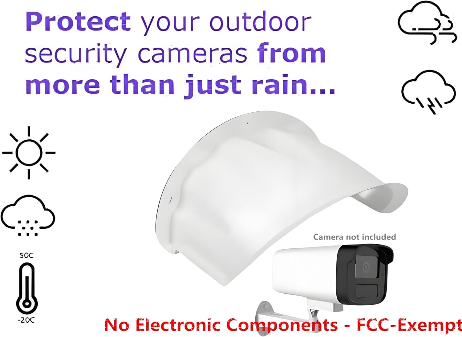 2-Pack Weatherproof Universal Security Camera Sun Rain Shade Cover – Compatible with Hikvision, Nest, Ring, Arlo,LED Lights – All-Weather Protection for Outdoor Dome & Bullet Cameras