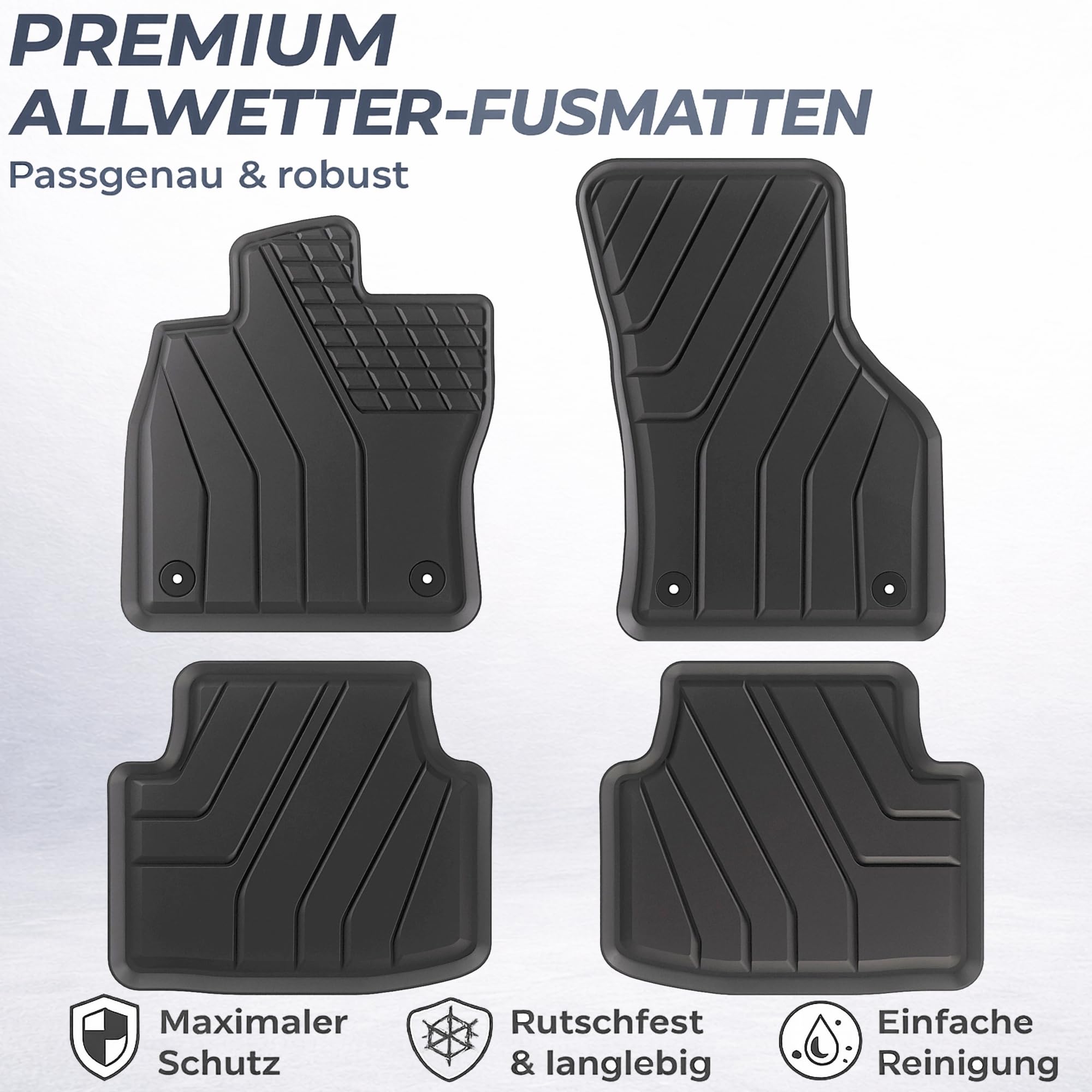 AD Gummifußmatten Set 4-teilig für Audi A3 8V, Seat Leon 5F, VW Golf 7 & 8