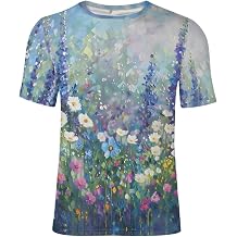 joo meryer Mens Floral Oil Painting T-Shirts Short Sleeve Crew Neck Summer Beach Blouse Tee Top
