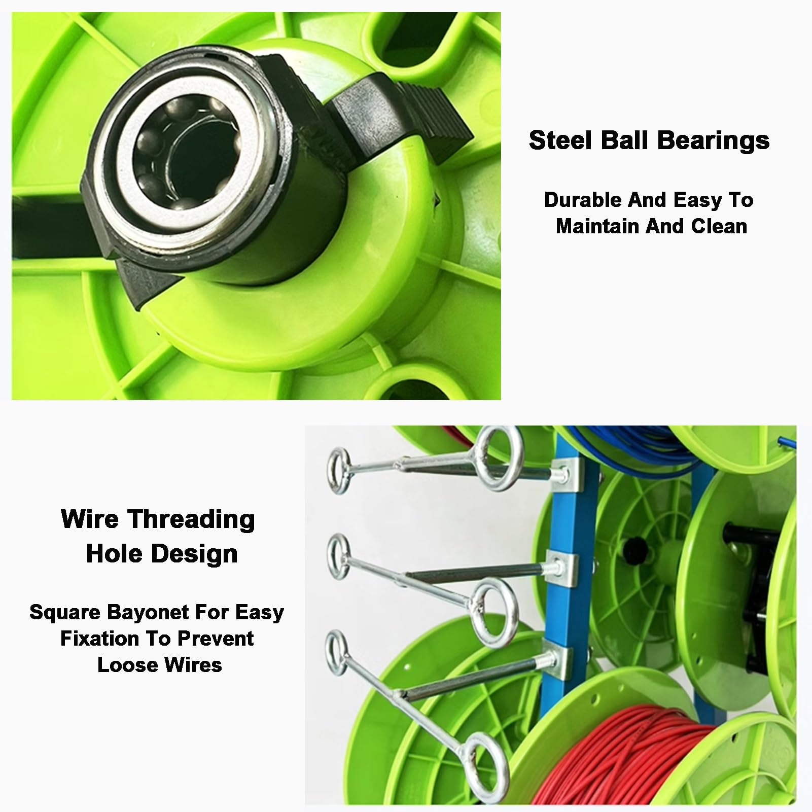 Supporto Porta-Bobine per Cavi Trasportabile E Resistente con Ruote - Porta-Bobine E Distributore per Bobine da 5/6 Canaline E Tira-Cavi - Perfetto per Appaltat(Verde-5 Rulli)