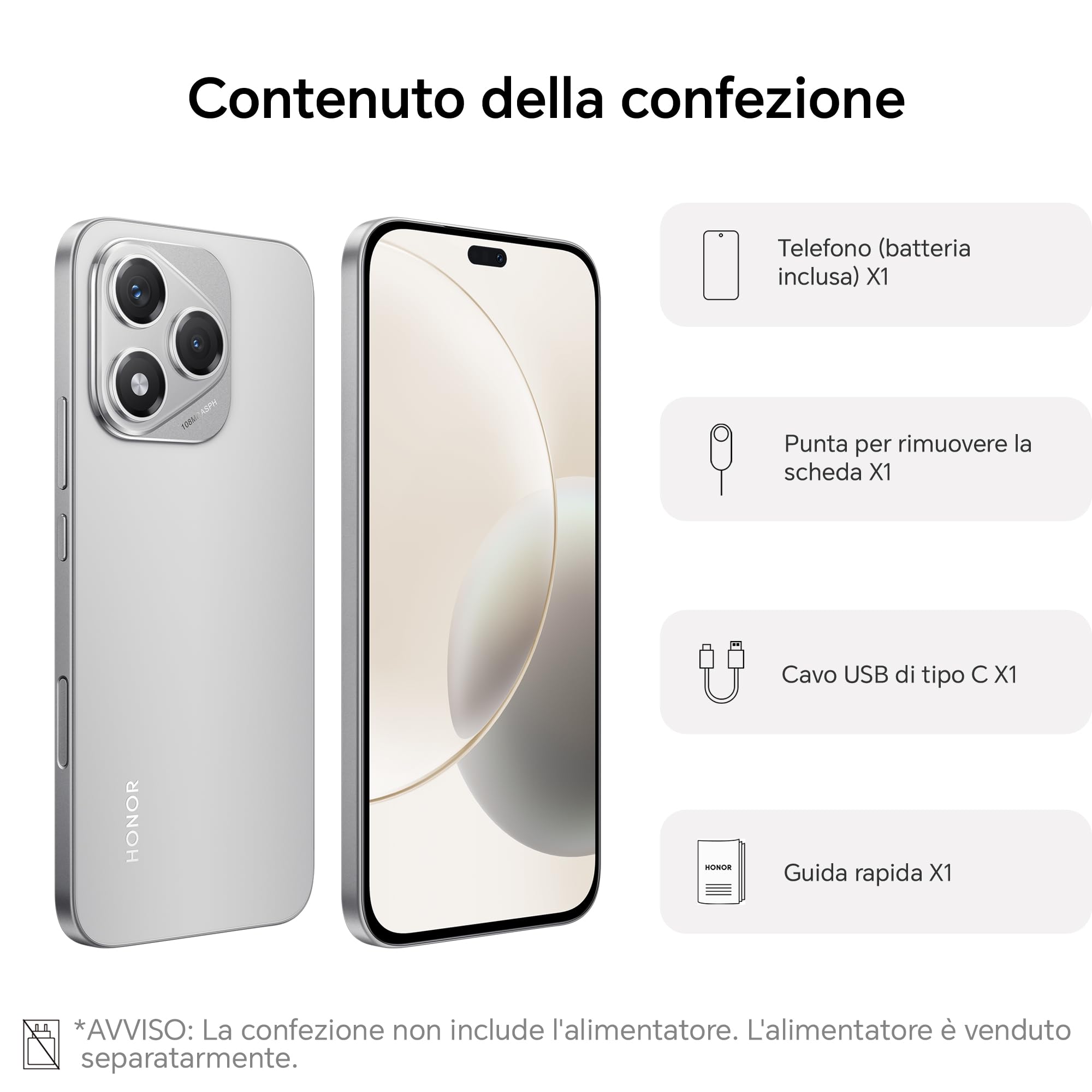 HONOR 400 Lite Smartphone 5G Dual SIM NFC, 8GB RAM 256GB Memoria, 108MP con pulsante AI telefono Android 15, 6.7 pollici AMOLED Eye-Care Display, 5230 mAh,IP64&SGS, Velvet Gray [Versione italiana]