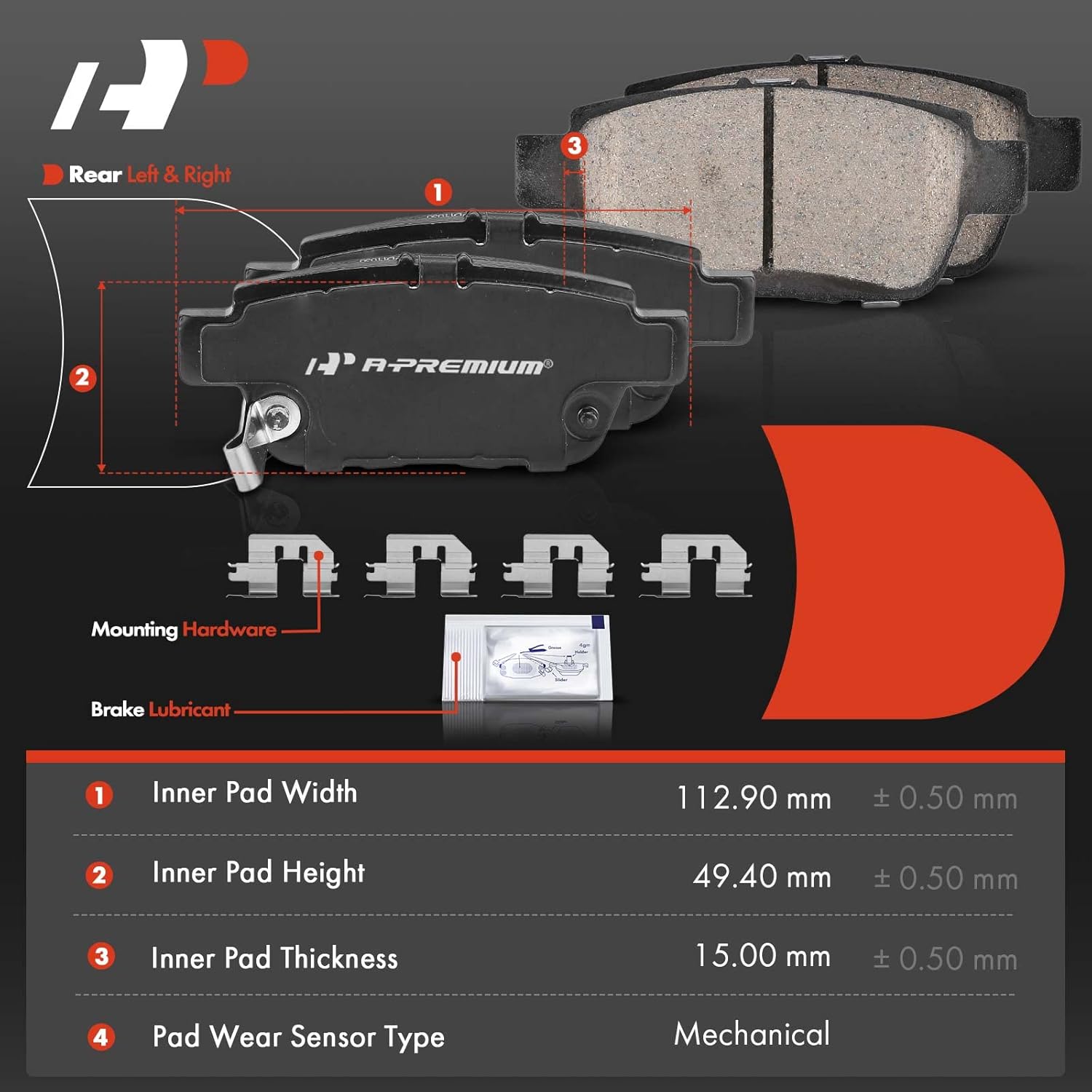 A-Premium Front and Rear Brake Pads Replacement for Honda Ridgeline 2006-2011 Acura TL set of 2