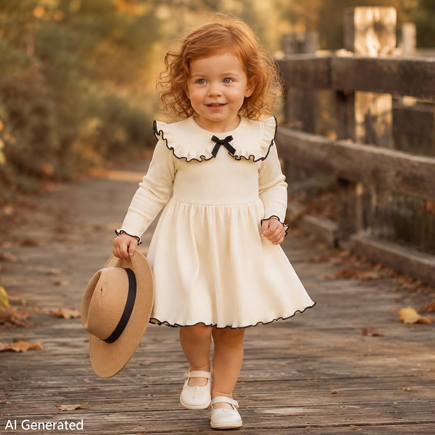 Baby Girl Long Sleeve Swing Dress Doll Collar Newborn Fall Clothes image 2