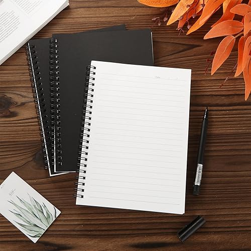 Miniatura 7 de MIVIDE Paquete de 24 cuadernos negros A5 en espiral, 8.2 x 5.7 pulgadas, 120 páginas, tapa dura, con forro en espiral, cuaderno de papel de