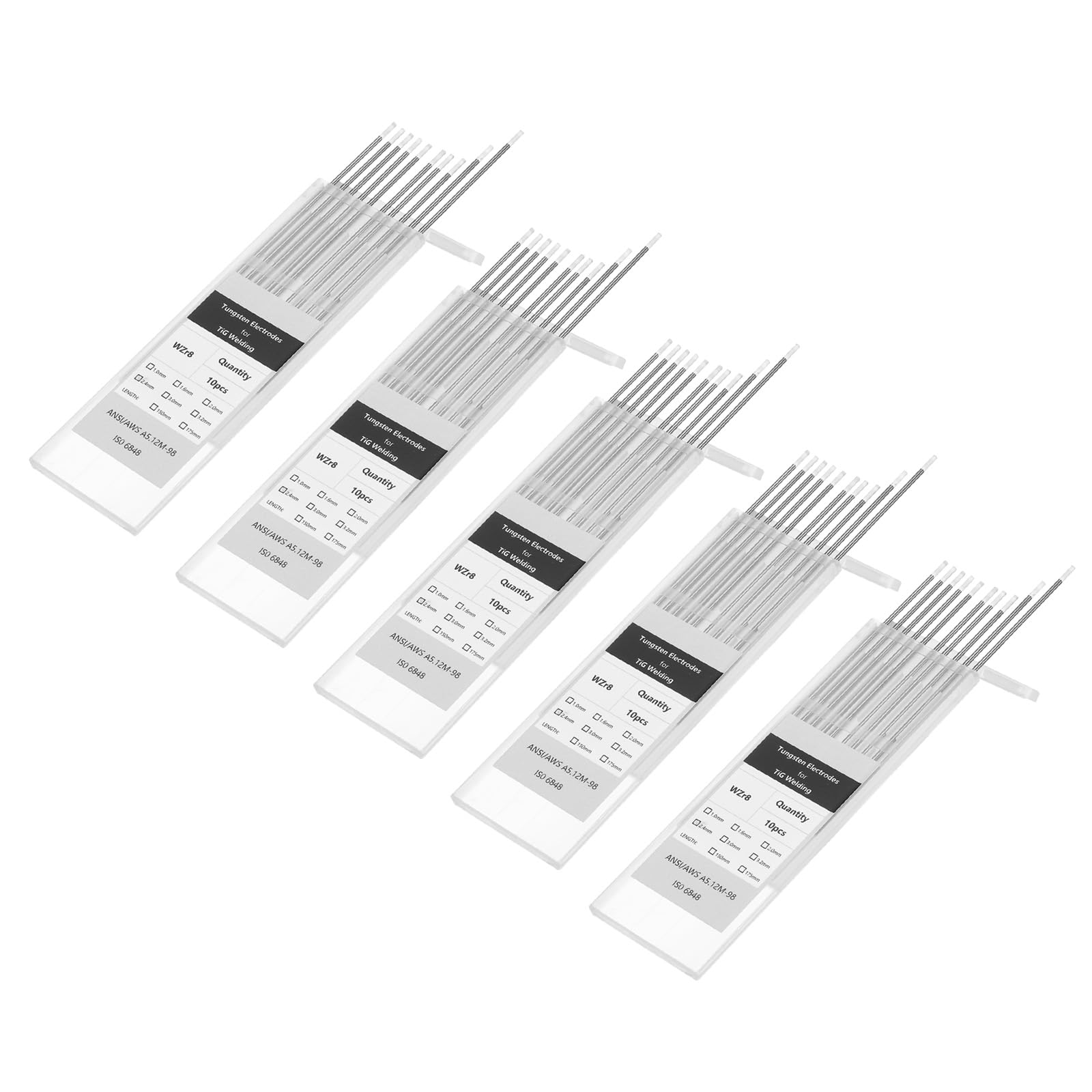 QUARKZMAN 50 Piezas De Electrodos De Tungsteno Para Soldadura TIG 3/32" X 7" 0.7-0.9% De Circonio Para Soldadura De Acero Inoxidable Y Aleaciones De Aluminio Y Magnesio, Color Blanco WZ8