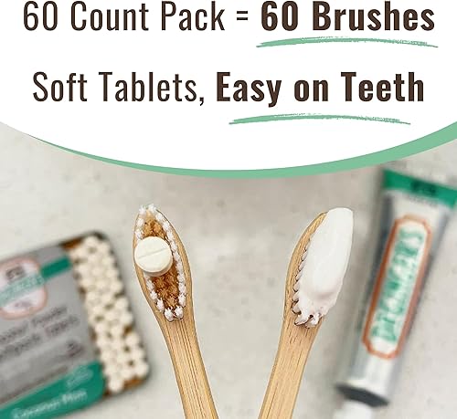 Miniatura 2 de Dr. Ginger Nano Hydroxiapatite Tabletas de pasta de dientes de carbón blanco  Tableta blanqueadora de tamaño viaje, 60 unidades de menta de coco