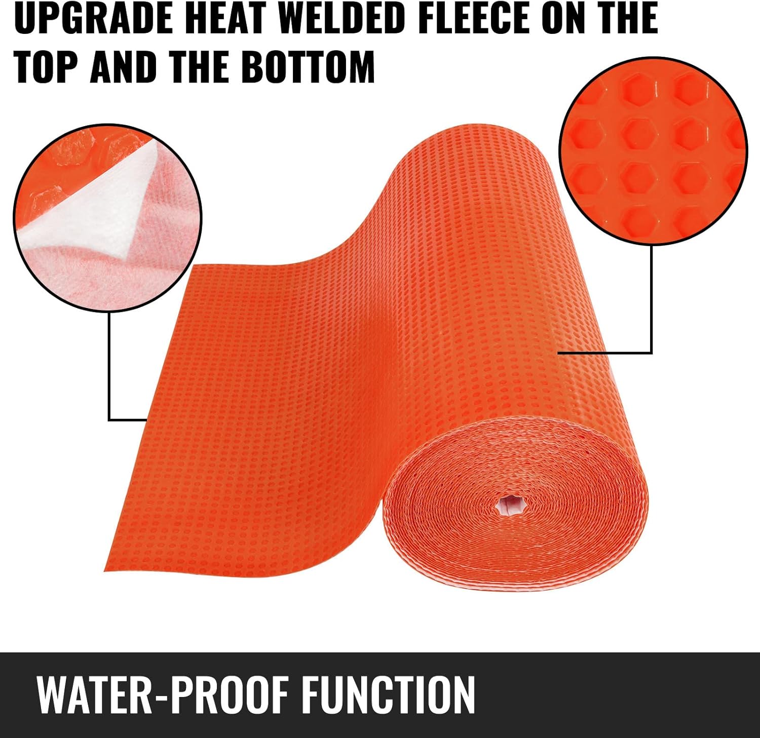 Buy 2 get 3 Happybuy Uncoupling Membrane 161sqft Tile Floor Underlayment Roll 1/8 Thickness Tile Uncoupling Membrane Waterproof Use Thinset Mortar Cuttable Tile Underlayment for Bathroom Kitchen Crack Resistant