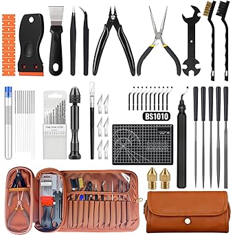 66Pcs 3D Printer Tools Kit with Storage Case, All-in-One Accessories for FDM/SLA Printers - Deburring Tool, Scrapers, Metal Files, Brushes, Hand Drill, Tweezers & More, for Bambu Lab, Ender 3, Kobra