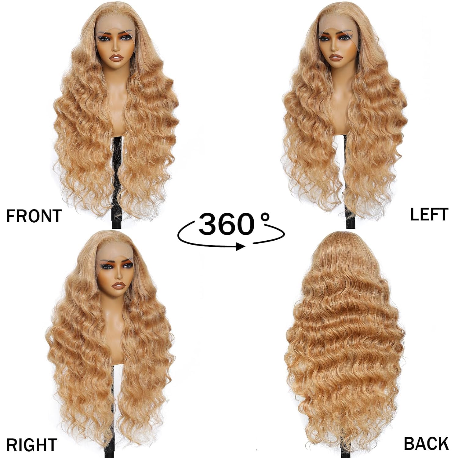 SOKU Długa peruka blond miodowy blond wstępnie depilowana linia frontu z baby hair koronka przód HD przezroczysta 13x6 syntetyczna peruka 32" styl Body Wave dla kobiet włókno odporne na ciepło