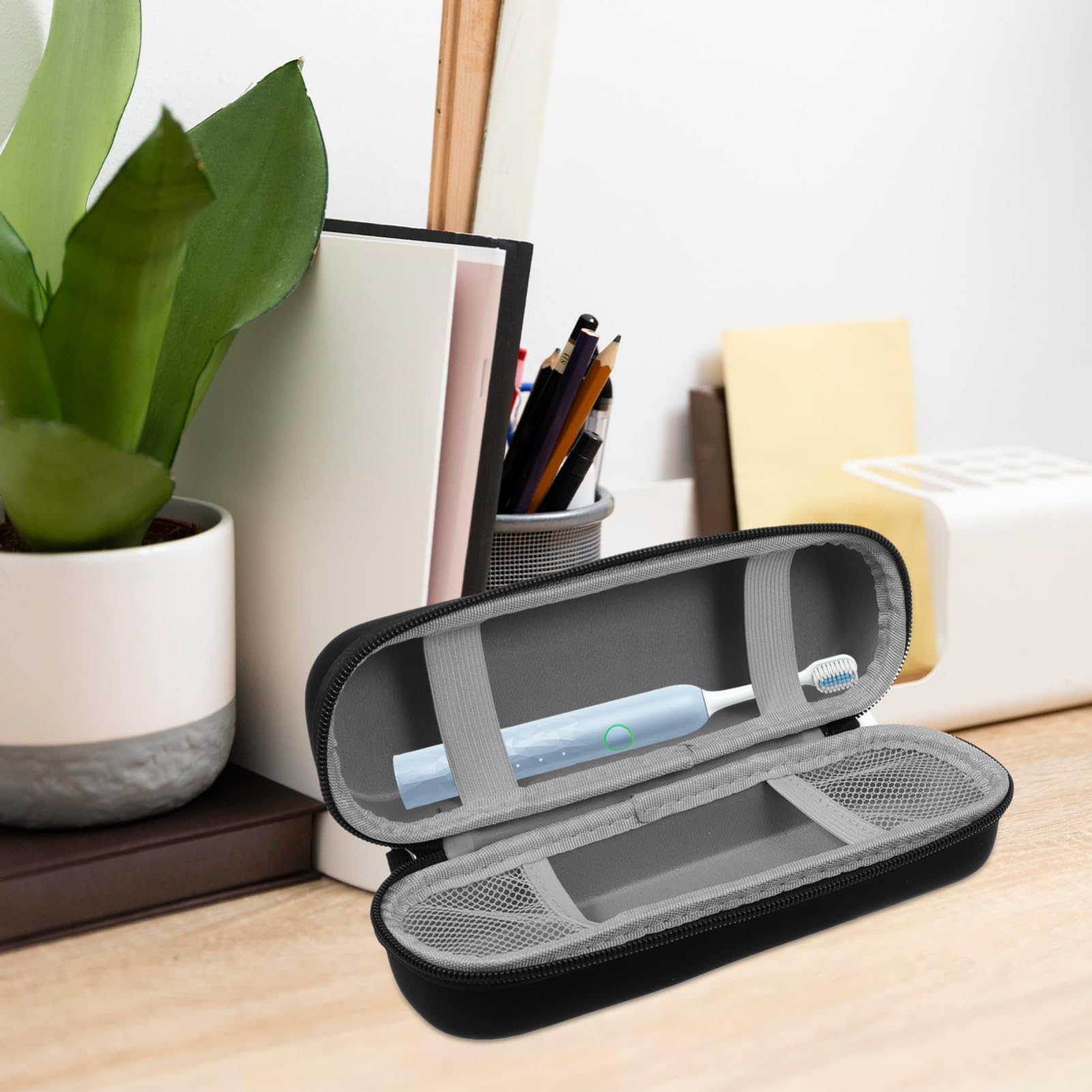 FRCOLOR 5 Piezas Estuche de Cepillo de Dientes Eléctrico y Portátil Bolsa de Almacenamiento para Cepillos de Dientes para y Protección de Color Negro