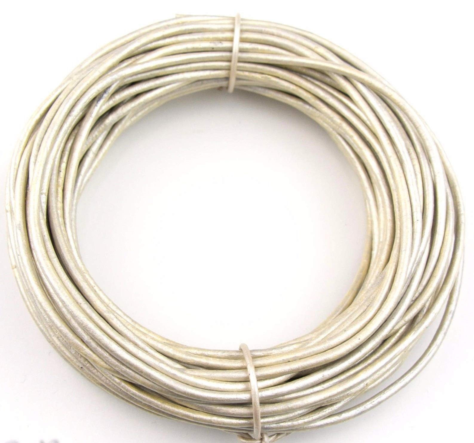 Pearl Metallic Round Leather Cord 1.5mm 10 Meters (11 Yards)